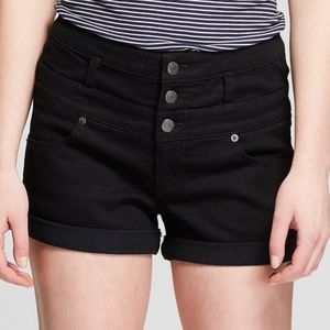 High waisted faded black shorts buttons 9